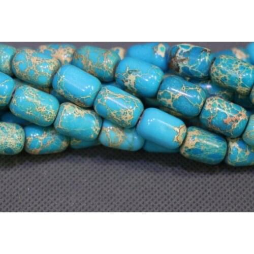 Kindgems Blue Emperor Imperial Barrel Beads Gems Stone Beads Strand 15"/Diy For Jewelry Making Women Casket Neckalce Accessories