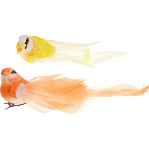 2Pcs Mini Decorative Toys Artificial Foam Feather Mini Birds Craft - Birds