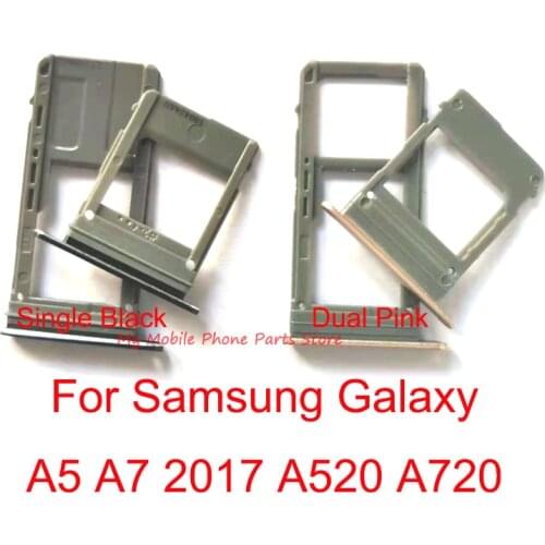 1 Set Dual Single Sim Card Tray Holder Rearder For Samsung Galaxy A520 A720 A5 A7 2017 SD Sim Tray Holder Slot Repair Parts