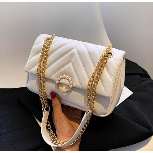 Small PU Leather Crossbody Bag for Women 2021 Summer Travel Trends Brand Shoulder Bag Lady Purses and Handbags Chain Green