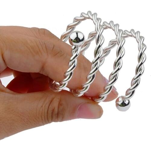 Metal Sexy Spiral Beads Penis Ring Cock Cage Bdsm Sex Toys for Men Delay Ejaculation Bondage Dick Lock Chastity Cage Erotic Toys