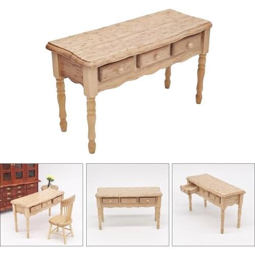 1/12th Scale Dollhouse Miniature Furniture Table Toy Study Room Desk Model Dollhouse Decoration, 12x4.8x6.8cm