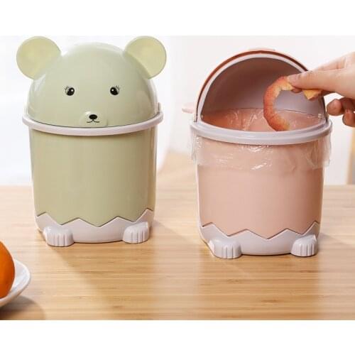 Mini Waste Bin Rolling Cover Desktop Garbage Paper Basket Table Trash Container Case Home Office Bathroom Car Trash Can