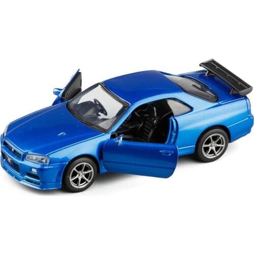 High Simulation 1:36 Alloy Model Car Vehicle GTR R34 Sport Car Metal Model Collection Display Boys Gift Toys For V135