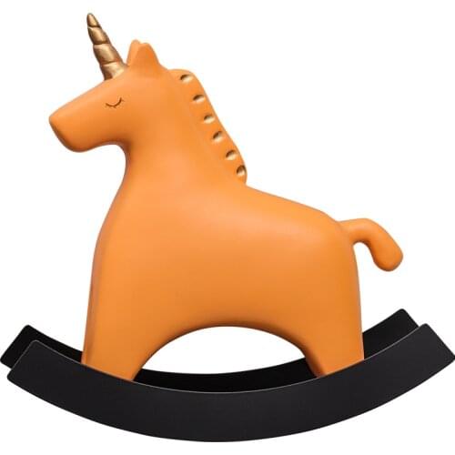 Cartoon style resin Unicorn rocking horse decoration girl room decoration girl heart gift