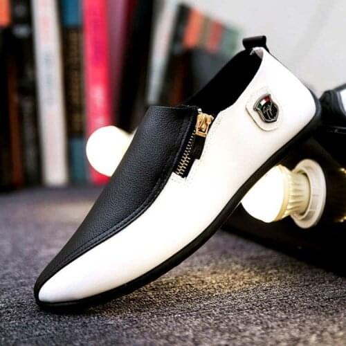 Mens Leather Casual Shoes, Mens Breathable Leather Shoes, All-match Casual Leather Shoes, Pedal Peas Shoes, Men