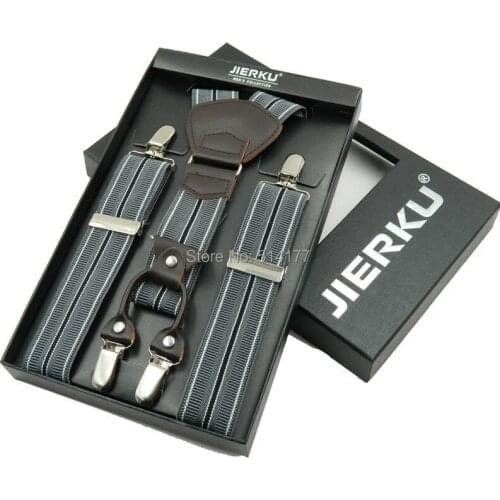 Mans suspenders 4 clips Adjustable fashion leather braces bretelles Y-Back ligas Tirantes with gift box size 2019 new desgin