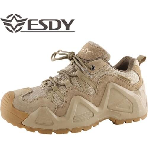 Men Outdoor Army Military Combat Training Tactical Low Shoes Climbing Hunting Cowhide Breathable Wear-resistant Non-slip Boots