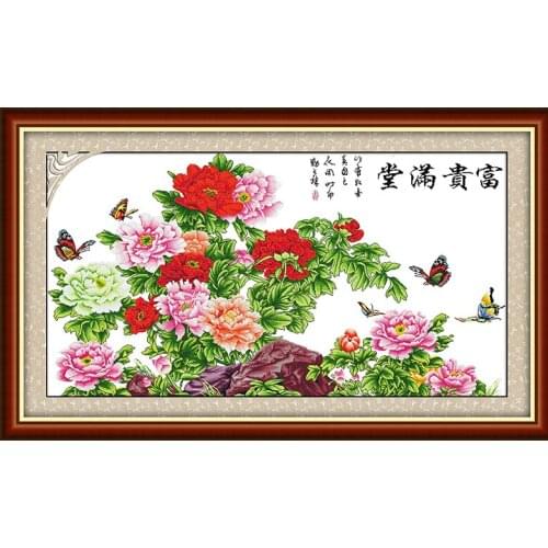 Full bloom flower cross stitch kit flower 18ct 14ct 11ct count printed canvas stitching embroidery DIY handmade needlework