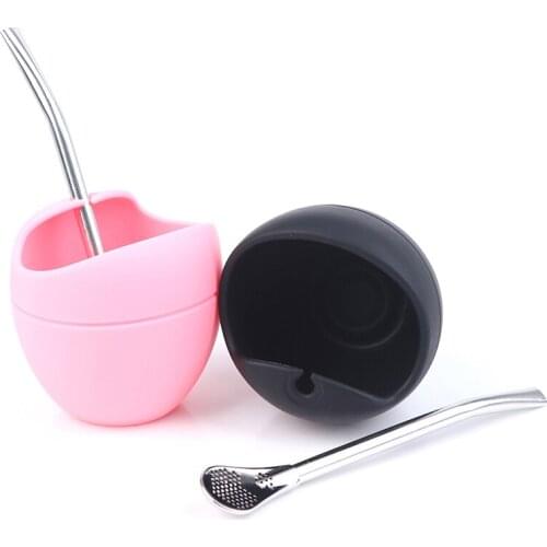 5oz Silicone Bombillas Yerba Mate Cup Set Tea Cup With Yerba Bombilla Straw Can Withstand High And Low Temperatures