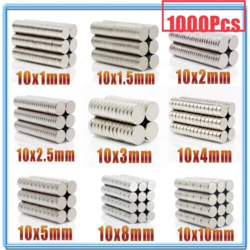 1000Pcs Round Magnet 10x1 10x2 10x3 10x4 10x5 10x10 mm Neodymium Magnet Permanent NdFeB Super Strong Powerful Magnets 10X1.5 10X