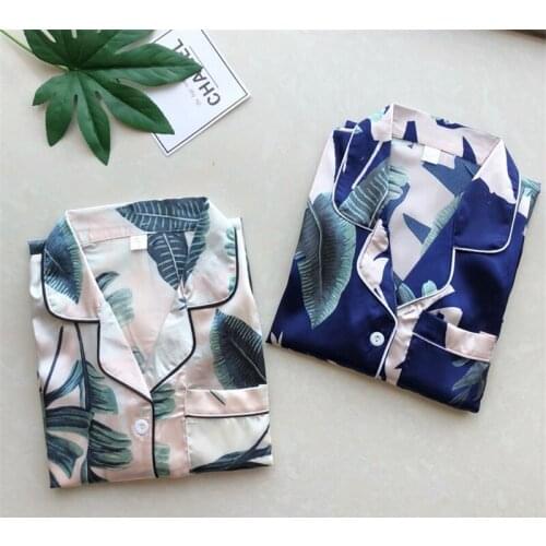 Shirt-style nightdress womens sense cardigan Nightwear long-sleeve thin home service loose comfortable printing fashion pijama