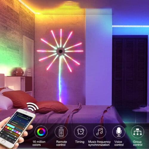 Fireworks LED Strip Light RGB Neon LED Light Ribbon Music Control Horse Race Lamp Home christmas Holiday Room Decor Lights Tape