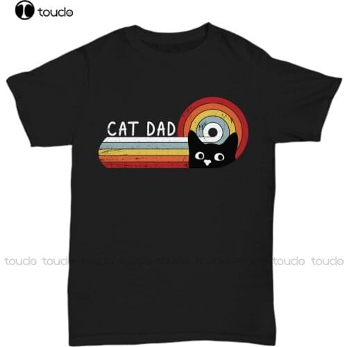 New Cat Dad T-Shirt For Men Kitten Cat Lover Father Daddy Gift Tee Vintage Retro T Shirt Dress Cotton Tee S-5Xl Unisex
