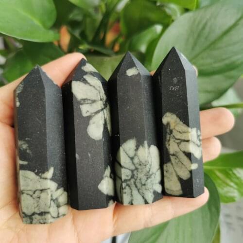 Wholesale Price 500g Natural Snow Black Obsidian Point Wand Healing Quartz Crystal Tower For Reiki Energy Gift Chakra Decor