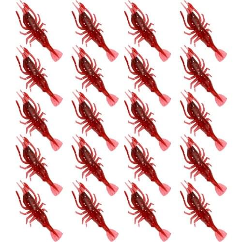 20pcs/pack Soft Worm Shrimp Sea Fishing Lures Artificial Lobster Prawn Minnow Bait 8cm Fishing Baits for Fisherman