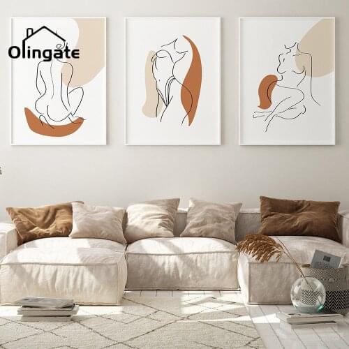 Modern Abstract Woman Line Body Canvas Art Painting Nordic Naked Portrait Posters and Prints One Piece Wall Pictures Home Decor