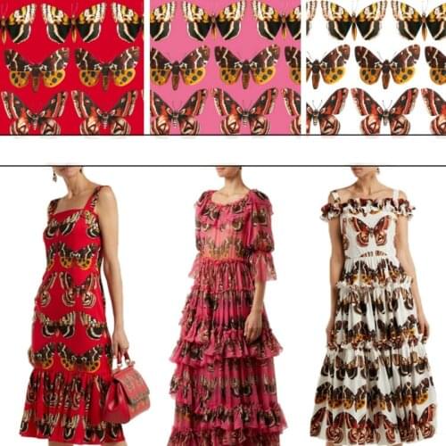 Butterfly printed polyester fabric cloth brand 145cm width children pajamas parent-child clothing sewing fabric for dress