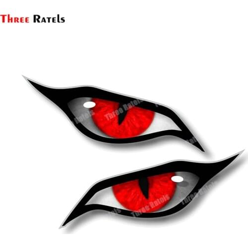 Three Ratels B313 Pair Of Evil Eyes Eye Design With Red Iris For Motorcycle Helmet Drone Etc. External Vinyl Car Sticker Decal