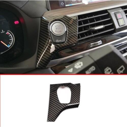 Carbon Fiber ABS Car Engine Start Stop Button Decoration Cover Trim Accessories For BMW X3 G01 2018 For Left Hand Drive