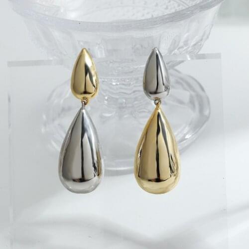 Lifefontier Vintage Hited Color Water Drop Metal Earrings for Women Gold Silver Color Geometric Dangle Earrings Jewelry 2021