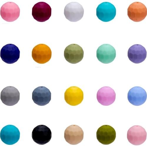 10PCS Multi-faceted Silicone Beads 15mm Eco-friendly Sensory Chewable Necklace Food Grade Mom Nursing DIY Jewelry Baby Teether