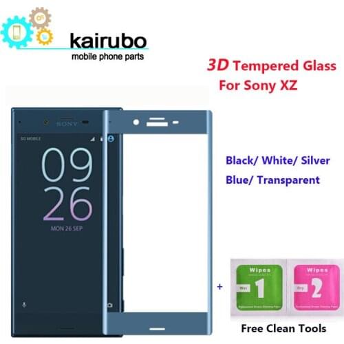 100pcs/LOT) 3D Edge Curved Screen Protector Tempered Glass For Sony Xperia XZ Screen Curved Fully Covered Protective Glass Film