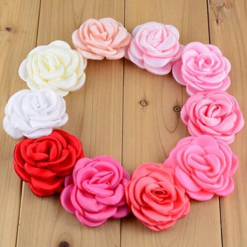 100 pcs/lot , Burned edges satin rose flower with clips , Flower Hair Clips