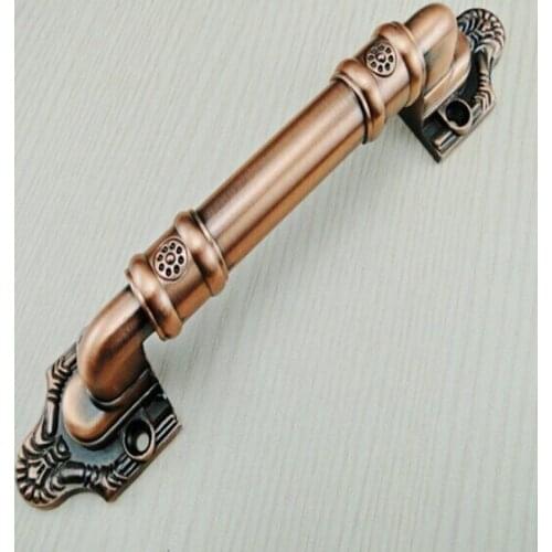 245mm Wooden Door Pulls, Antique copper Door Handles Red Bronze Home ,Ktv Hotel Office unfold install Wood Door Pulls Handles