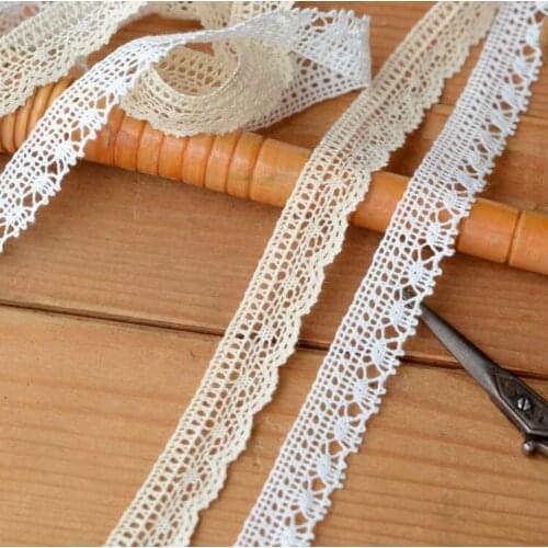 5 Meters/lot 15mm Width Beige White Cotton Flower Lace Trim DIY Handmade Lace Accessories Textile Ribbon