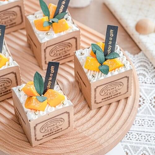 50pcs High quality cake kraft paper cup square packaging disposable high temperature chiffon film dessert paper cup with tray