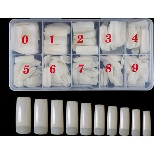 500pcs False Nail Tips Natural Transparent White Glue On Artificial Nails Extension Nails Tip Comestic Practice Display