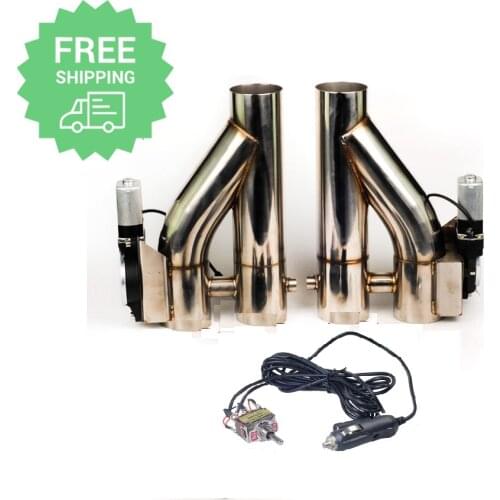 Free Shipping 2,2.5,3 Inch Stainless Steel 1 Drag 2 Doubled Valve Exhaust Cutout Pipe Muffler Bypass Exhaust Tube Switch Control