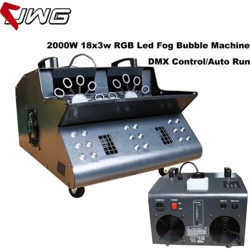 Free Shipping 2000W Large Led Bubble Machine Professional 18x3W RGB LED Smoke Machine DMX Control Stage Fog Machine