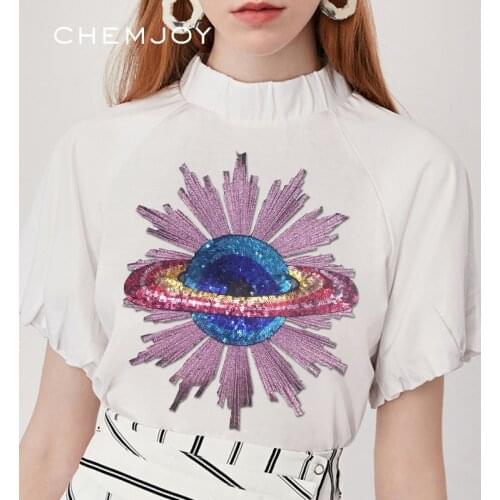 Large UFO Patch Space Alien Patch Sequin Patches DIY Sewing Applique Clothes Sticker for Backpack Jacket Jeans Decorations Badge