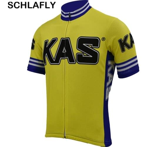 Man kas retro yellow cycling jersey team old style summer short sleeve bike wear jersey road jersey cycling clothing schlafly