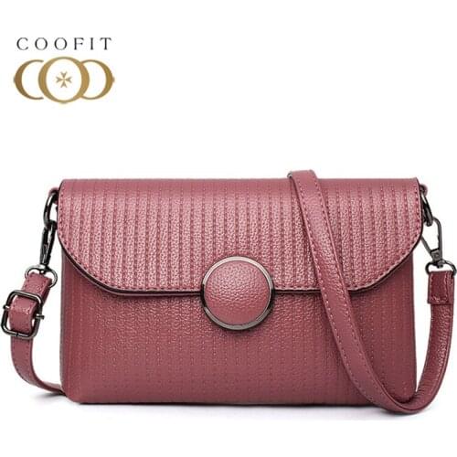 Coofit Leisure Womens Flap Crossbody Bag 2018 Mini Handbag Clutch Bag For Girls Women Simple Striped Embossed PU Shoulder Bags