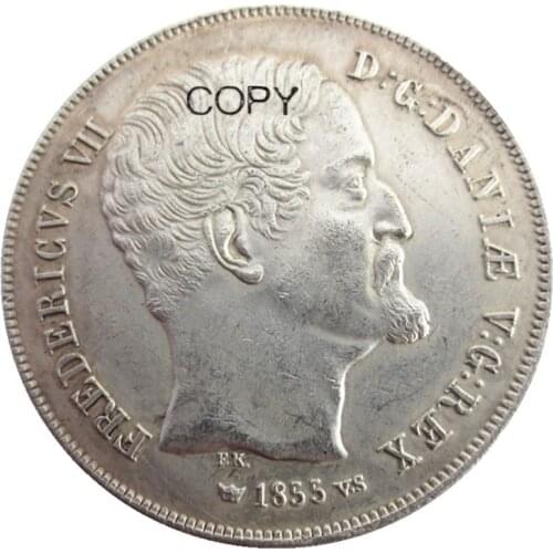 DENMARK Frederik VII 1854/1855 2pcs FK,VS AR 0.5 Rigsdaler Sliver Plated Copy Coins