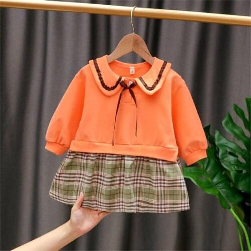 Fashion Baby Girls Dress Kids Long Sleeve Autumn Winter Plaid Splicing Rabbit Ears Lovely Tutu Dresses Children Outfits 6-24M
