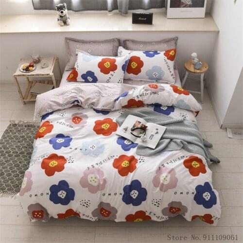 Home Textile Colored Flower Bedding Sets Children Adult Bed Linen King Twin Size Quilt Cover Bed Sheet Pillowcases Bedclothes
