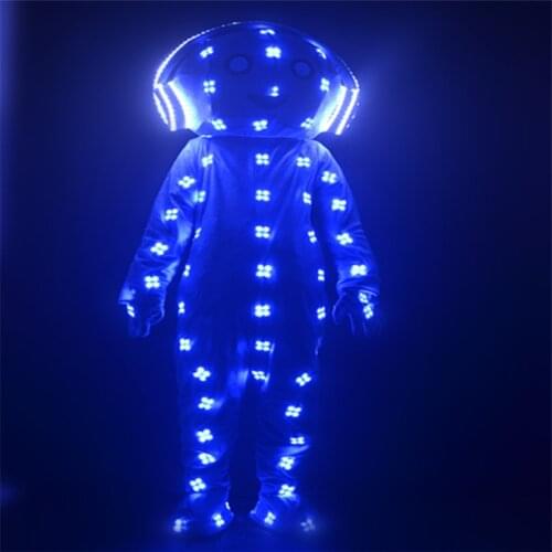 EC89 RGB colorful light led costumes ballroom dance robot men suit dj big doll dresses clothe bar performance outfits luminous