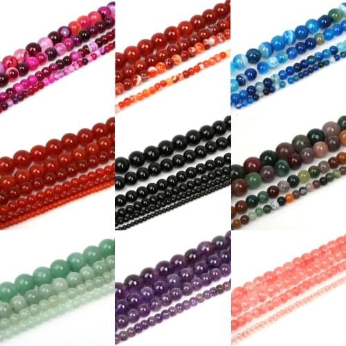 4/6/8/10mm Natural Stone Beads Smooth Round Black Onyx Beads Loose Spacer Beads for Jewelry Making DIY Bracelet