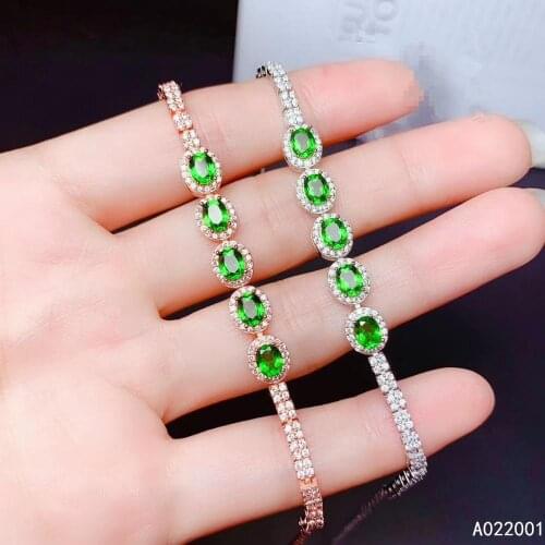 KJJEAXCMY fine jewelry natural Diopside 925 sterling silver new women gemstone hand bracelet support test luxury