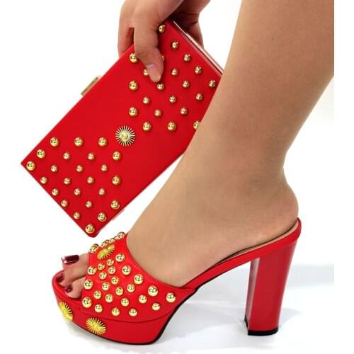 Doershow Italian Matching Shoe and Bag Set red Italian Shoes with Matching Bags High Quality Wedding Shoes and Bag ! SKJ1-9