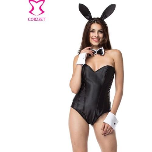 Black / White Deguisement Halloween Rabbit Bunny Costume Sexy Teddy Bodysuit Cosplay Lingerie Funny Canival Costumes For Adults