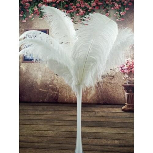 Beatiful 100pcs Quality big Pole natural white ostrich feather 50-55cm /20-22inch wedding Carnival stage performance apparel