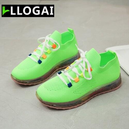 Sneakers Womens Shoes Jelly Sole Flying Knit Shoes Trend Lace-uo Candy Color Casual Shoes Sneakers Light Sport Running shoes
