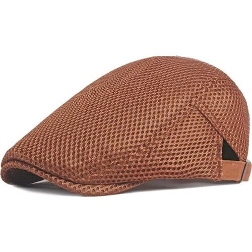 LDSLYJR 2021 Spring Summer solid polyester mesh Newsboy Caps Flat Peaked Cap Men and Women Painter Beret Hats 04