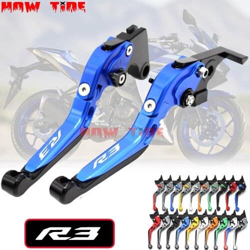 LOGO YZF-R3 For YAMAHA YZF R3 YZFR3 YZF-R3 2015-2018 Motorcycle Accessories CNN Folding Extendable Brake Clutch Levers