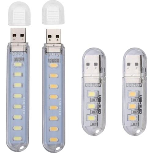 Mini Portable USB LED Book Light DC5V Ultra Bright Reading Book Lamp 3leds 8leds Lights For Power Bank PC Laptop Notebook